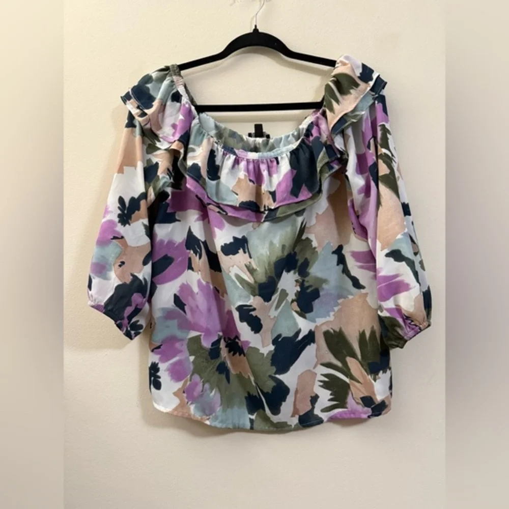 J. Crew Mercantile Watercolor Off the Shoulder‎ Floral Top - M